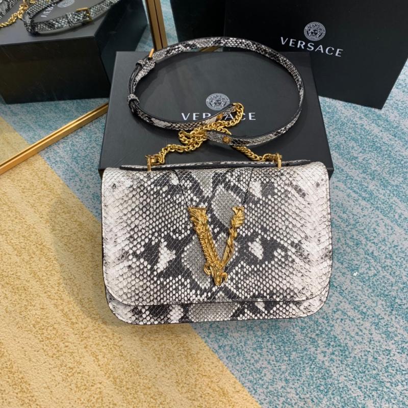 Versace Chain Handbags DBFG985 Snake Black and White